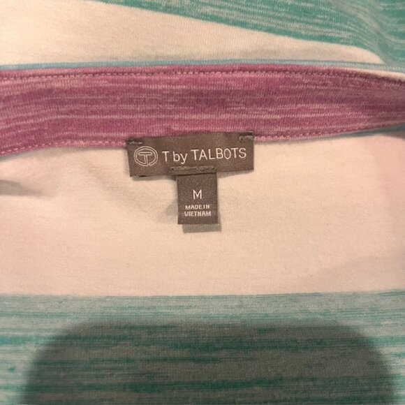 T By Talbots White, Blue & Purple 3/4 Sleeve Top Size M - Picture 9 of 9